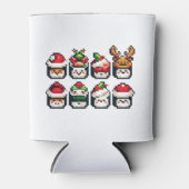 クリスマス寿司顔 – かわいいピクセルアートホリデー 缶クーラー (正面)