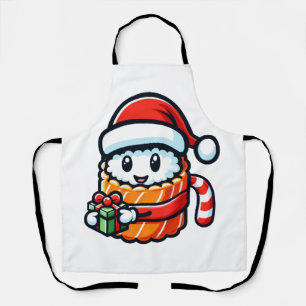 クリスマス寿司 – かわいいホリデーフードマンガデザイン エプロン