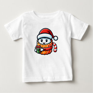 クリスマス寿司 – かわいいホリデーフードマンガデザイン ベビーTシャツ
