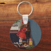 クリスマス小さな女の子電話アンティーク キーホルダー (正面)