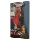 クリスマス小さな女の子電話アンティーク クリップボード (左)