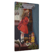 クリスマス小さな女の子電話アンティーク クリップボード (右)