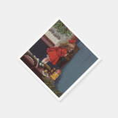 クリスマス小さな女の子電話アンティーク スタンダードカクテルナプキン (角)