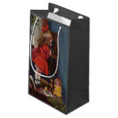 クリスマス小さな女の子電話アンティーク スモールペーパーバッグ (裏面アングル)