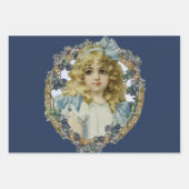 クリスマス小さな女の子電話アンティーク ラッピングペーパーシート (正面3)