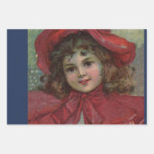 クリスマス小さな女の子電話アンティーク ラッピングペーパーシート (正面2)