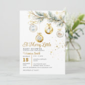 クリスマス小メリーさな赤ちゃんシャワーガラスボーブル 招待状 (スタンド正面)