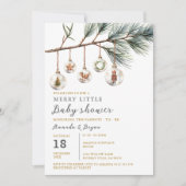 クリスマス小メリーさな赤ちゃんシャワーガラスボーブル 招待状 (正面)