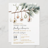 クリスマス小メリーさな赤ちゃんシャワーガラスボーブル 招待状 (正面/裏面)