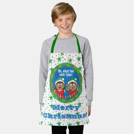 クリスマス小人の色 エプロン (着用した状態)