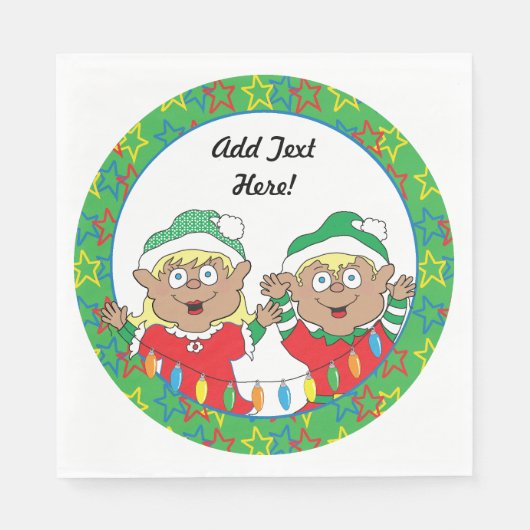 クリスマス小人の色 スタンダードランチョンナプキン (正面)