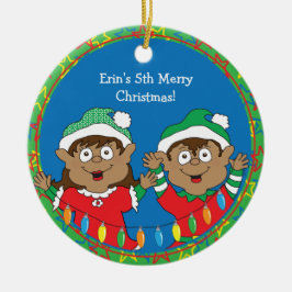 クリスマス小人の色 セラミックオーナメント