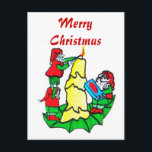 クリスマス小人はがき シーズンポストカード<br><div class="desc">ここでは、3人の小さな小人が一緒に彼らの休日のキャンデルを点灯する愛らしい画像がある。あなたの休日の挨拶を共有する可愛い方法。アーティスト・ジョアン・ヘイデン</div>