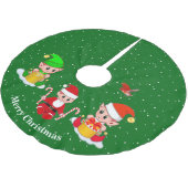 クリスマス小人オングリーン ブラッシュドポリエステルツリースカート (アングル)