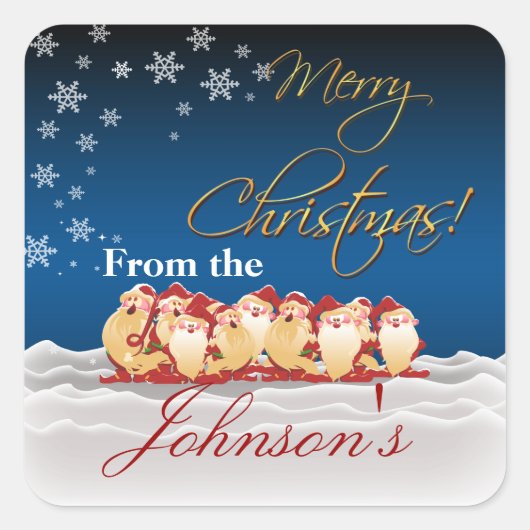 クリスマス小人ギフトラベル スクエアシール (正面)