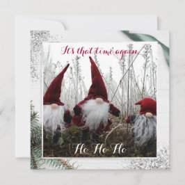 クリスマス小人ホホホホグリッターおもしろいフラットカード