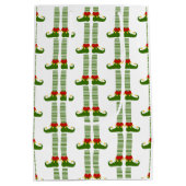 クリスマス小人ホリデーパターンフェスティバル小妖精や小人おもしろい ミディアムペーパーバッグ (裏面)