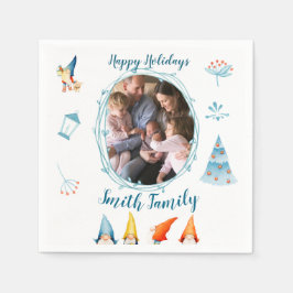 クリスマス小人紙ナプキンズと写真 スタンダードカクテルナプキン