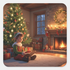 クリスマス小人 スクエアシール