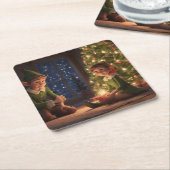 クリスマス小人 スクエアペーパーコースター (アングル)