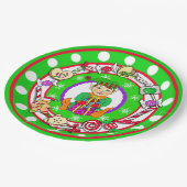 クリスマス小妖精や小人お洒落キャンディ水玉模様 ペーパープレート (アングル)