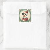 クリスマス小妖精や小人かわいいヴィンテージホリデー スクエアシール (バッグ)