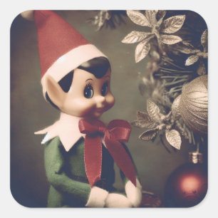 クリスマス小妖精や小人かわいい休日 スクエアシール