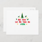 クリスマス小妖精や小人が最初に私はElfieを取る シーズンポストカード (正面/裏面)