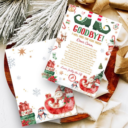 クリスマス小妖精や小人さよならレターカード 招待状