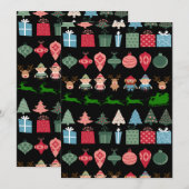 クリスマス小妖精や小人とその他 招待状 (正面/裏面)