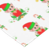 クリスマス小妖精や小人とキャンディーケーンのホワイトテーブルクロス テーブルクロス (アングル)