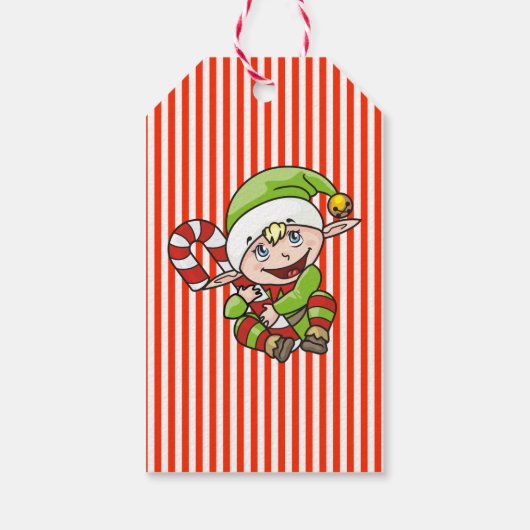 クリスマス小妖精や小人とキャンディーケーン ギフトタグ (裏面)