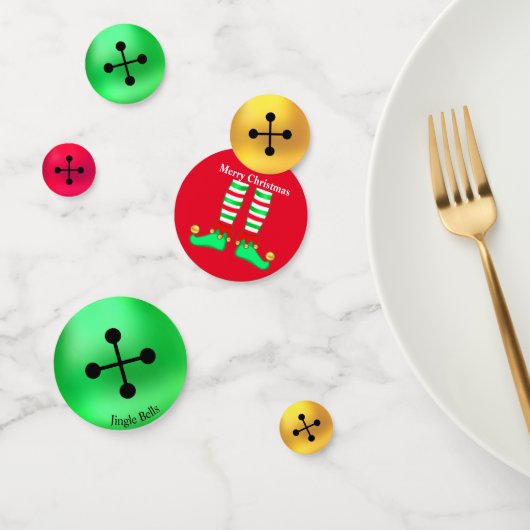 クリスマス小妖精や小人とゴールデン、緑と赤のジャングルの鐘 コンフェッティ (グループ)