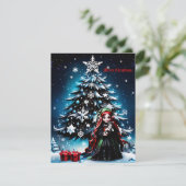 クリスマス小妖精や小人と子猫。 シーズンカード (スタンド正面)