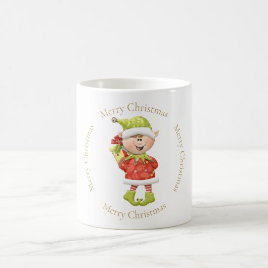 クリスマス小妖精や小人と現在 コーヒーマグカップ (中央)