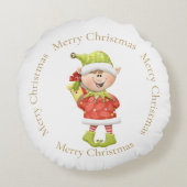 クリスマス小妖精や小人と現在 ラウンドクッション (裏面)