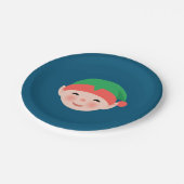 クリスマス小妖精や小人のグリーンハットの青 ペーパープレート (アングル)