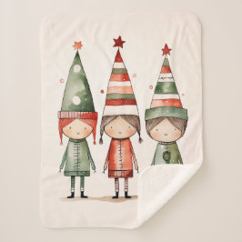 クリスマス小妖精や小人のフェスティバル帽子 シェルパブランケット