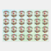 クリスマス小妖精や小人のフローラバスケット ラッピングペーパーシート (正面2)