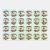 クリスマス小妖精や小人のフローラバスケット ラッピングペーパーシート (正面)