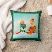 クリスマス小妖精や小人の最初の日付とグリッター枠 クッション (ブランケット)