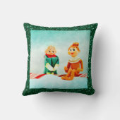 クリスマス小妖精や小人の最初の日付とグリッター枠 クッション (裏面)