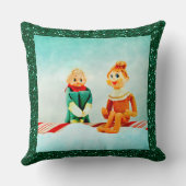 クリスマス小妖精や小人の最初の日付とグリッター枠 クッション (裏面)