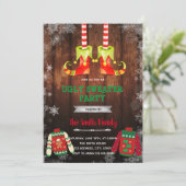 クリスマス小妖精や小人の醜いセーターテーマ 招待状 (スタンド正面)