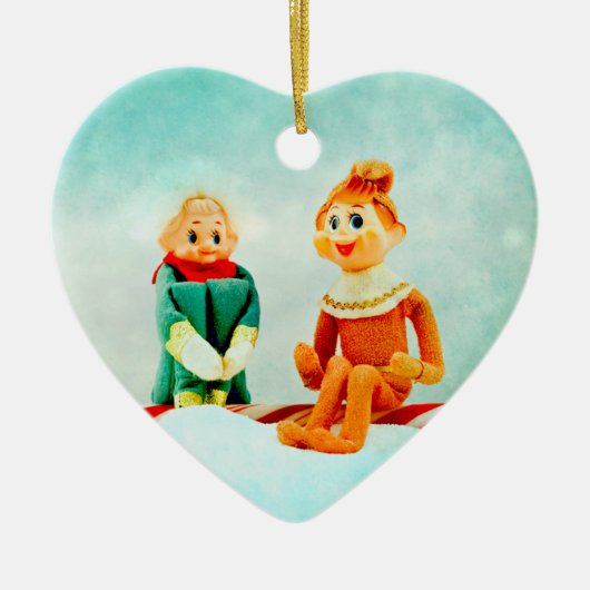 クリスマス小妖精や小人の開始日 セラミックオーナメント (正面)