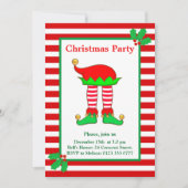 クリスマス小妖精や小人オンレッドホワイトパーティの招待状 招待状 (正面)