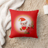 クリスマス小妖精や小人オンレッド装飾用クッション クッション (ブランケット)