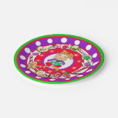 クリスマス小妖精や小人ガールお洒落キャンディ水玉模様 ペーパープレート (アングル)