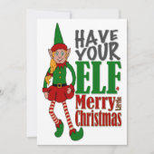 クリスマス小妖精や小人ガールグリーティングカード シーズンカード (正面)