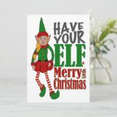 クリスマス小妖精や小人ガールグリーティングカード シーズンカード (スタンド正面)